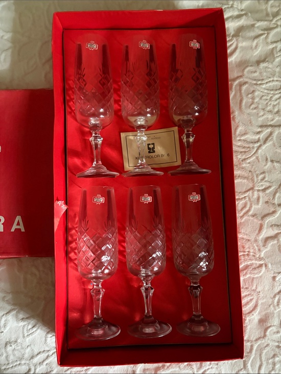 Kristal Zajecar Other - Vintage Kristal Glassware Boxed Cut Crystal Wine Goblet Set 6 Pieces Yugoslavia